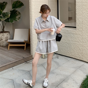 时尚套装翻领百搭短裤港风极简风日奢风老钱风清凉感显瘦小个子图片
