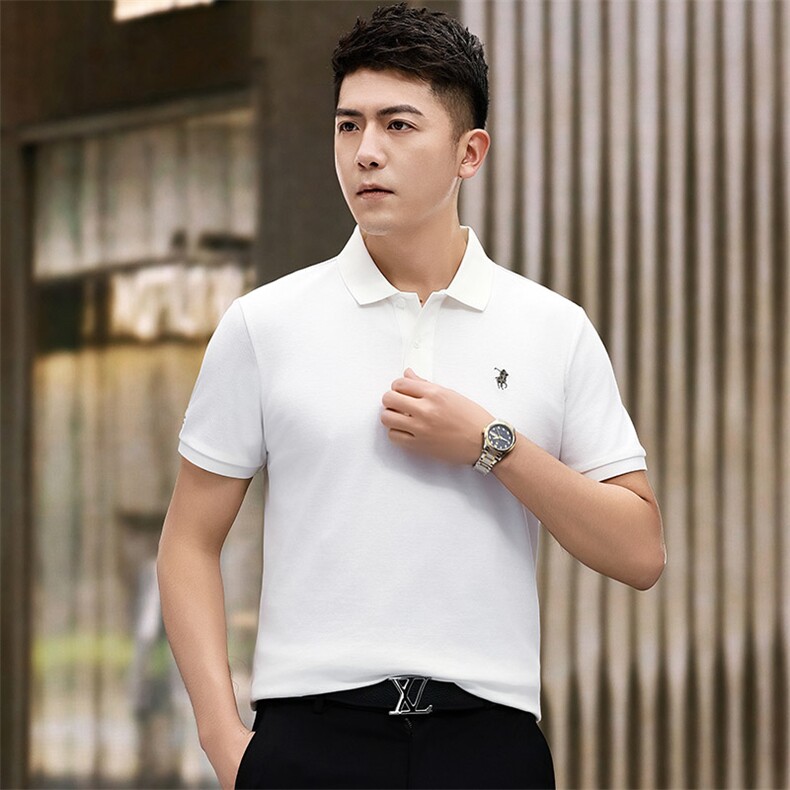 B8305钱塘2020-1中青年男士商务休闲百搭纯色夏季短袖翻领T恤P51,男装T恤,钱塘207-1