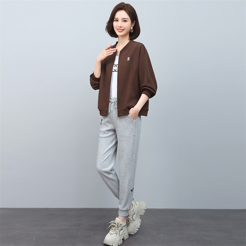 2024春秋季时尚简约大方气质优雅显瘦休闲潮流纯色两件套,女装套装/套裙,独衣靓