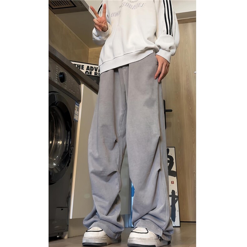 潮牌直筒运动卫裤秋冬美式复古裤子嘻哈宽松设计感休闲裤D560/P55,男装休闲裤,星座206（原A221）