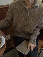 2026年秋季时尚百搭通勤简约休闲花纱高领开衫，女装羊毛衫，圣旺供货