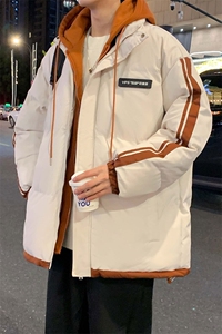棉衣男冬季新款港风大码宽松连帽假两件加厚棉服MF8587-P88(现货图片