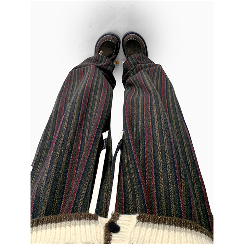 特批P38无差价秋季老钱风条纹呢料阔腿裤男大码直筒休闲裤K5680，男装休闲裤，电商A001