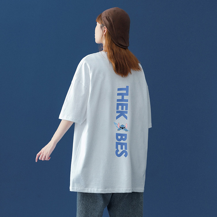 中性2023夏装史迪仔小印花潮流ins宽松情侣短袖T恤T19P25控35,男装T恤,A247A