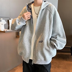 美式复古宽松休闲立领拉链连帽青少年长袖开衫卫衣外套WT02/P55，女装短外套，星座506