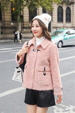 冬季新款颗粒桃花粉淑女外套，其它，水锦红