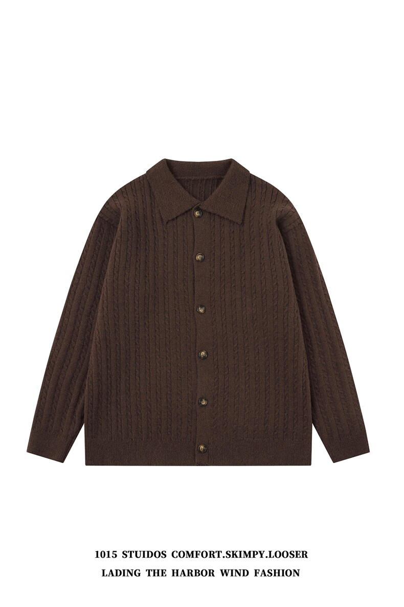 （高品质）宽松慵懒风开衫毛衣外套老钱风针织衫1015-M378-P85,男装针织衫/毛衣,四季星座1015