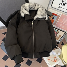 美式鹿皮加毛夹克冬季加厚翻领皮毛短款外套潮M0988-P128，男装棉衣，星座308B-1