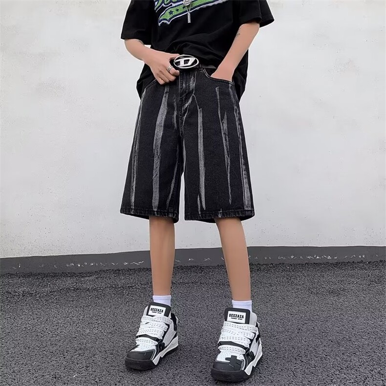 扎染牛仔短裤男夏季潮牌高级设计感宽松百搭休闲五分裤DK0126-P40,男装牛仔裤,星座308B-2