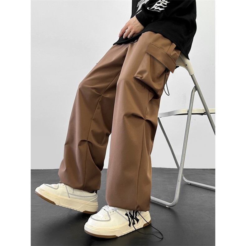 2025秋冬新款潮流设计多口袋大码阔腿休闲裤P45加绒P55，男装休闲裤，电商B388