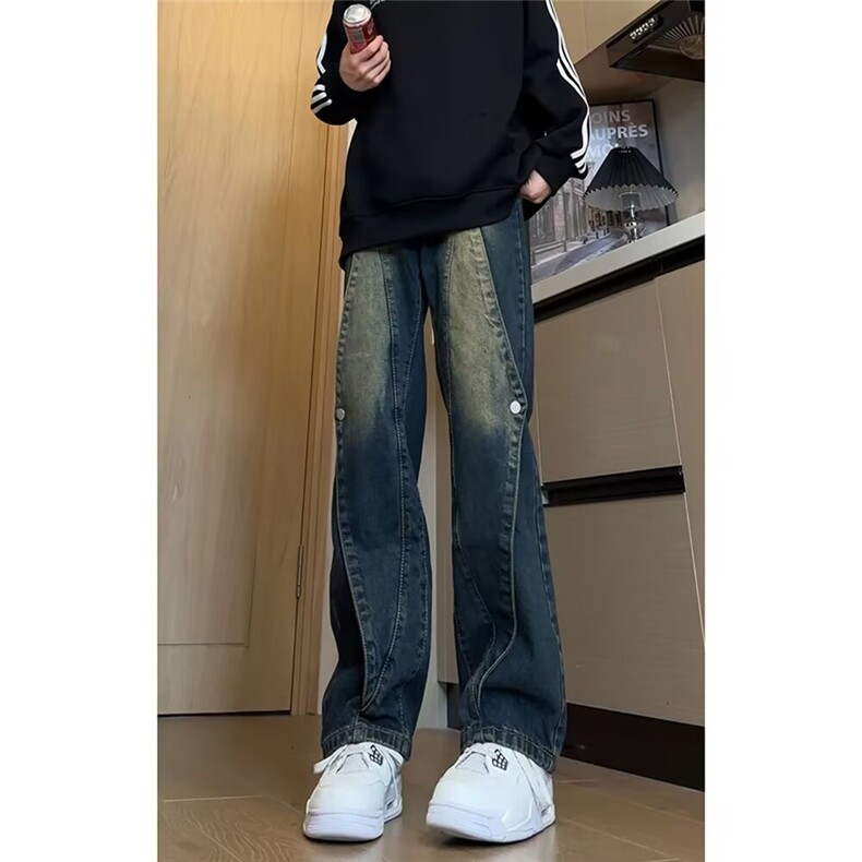 美式复古直筒牛仔裤男高腰显瘦痞帅炸街高街微喇裤513ACK2622P47,男装牛仔裤,星座513A