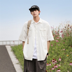 A1002P40短袖衬衫男夏季日系cityboy宽松百搭休闲衬衣凉感港风，男装衬衫，星座512-6