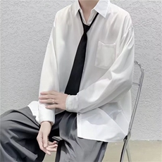 衬衫外套男港风日系休闲宽松衣服潮流长袖衬衣女C6121-p32配领带，男装衬衫，星座1008