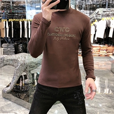22新款秋冬潮牌男简欧大码圆领双面德绒打底衫长袖A-802-P53，男装T恤，电商A227B（原钱塘4066-1）