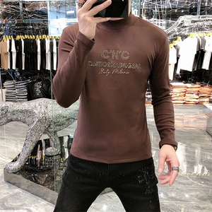 22新款秋冬潮牌男简欧大码圆领双面德绒打底衫长袖A-802-P53图片