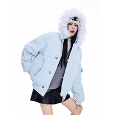 可卸大毛领情侣派克棉服男冬美式扣子连帽保暖棉衣女G1171TP105，男装棉衣，电商A339