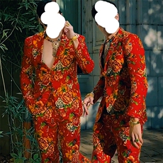 R1东北大花西服套装网红同款男女大码团队服风新中式表演出服，男装西服套装，星座115A(原星座507）