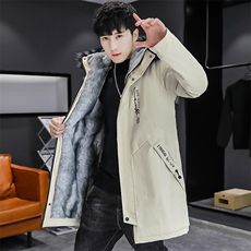 2025冬季男士派克服中长款冬季加绒加厚风衣连帽外套潮MY103-P90，男装风衣，星座1402-1