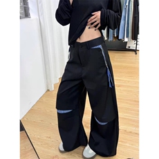 新款宽松休闲裤男韩版潮流百搭裤子春夏季薄款坠感阔腿拖地长裤，男装休闲裤，四季星座505