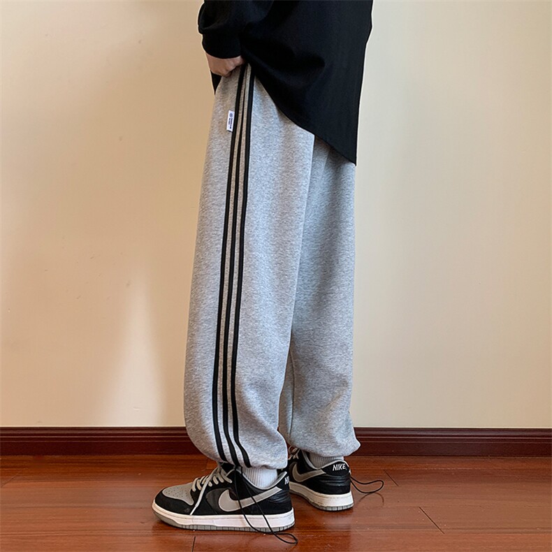 KP700P35港风条纹休闲裤男包边包条宽松大码束脚卫裤,男装休闲裤,星座1204-3