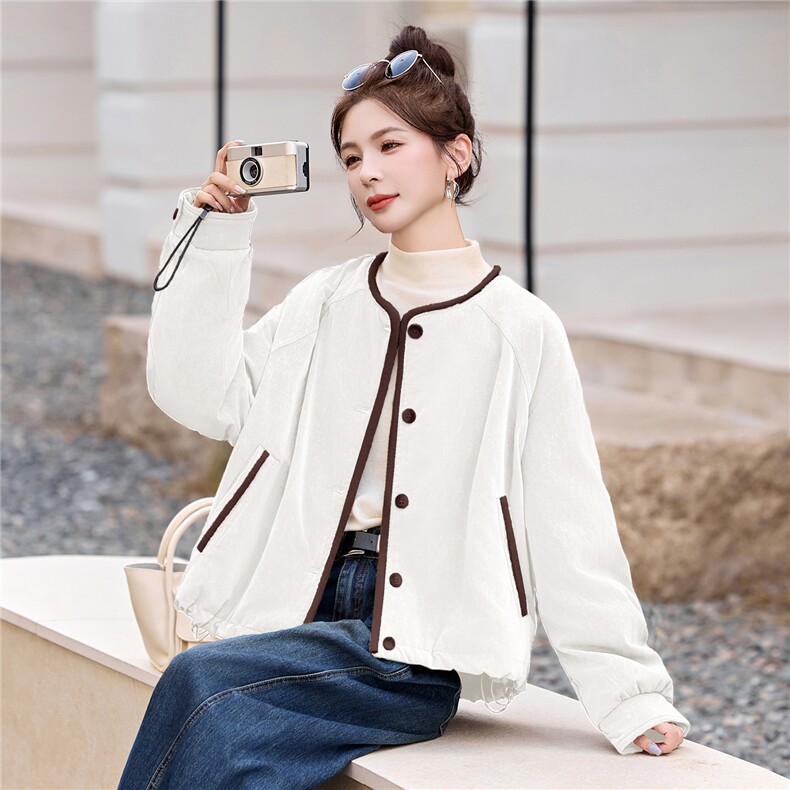 现货90白鸭绒圆领短款羽绒服女2025冬新款宽松时尚百搭保暖外套,女装羽绒服,琦鑫阁（原依鑫阁）