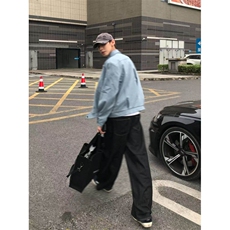 网图~cleanfit冰川蓝春季短款垫肩翻领皮衣夹克外套男JK2577批90，男装夹克，星座1004-6