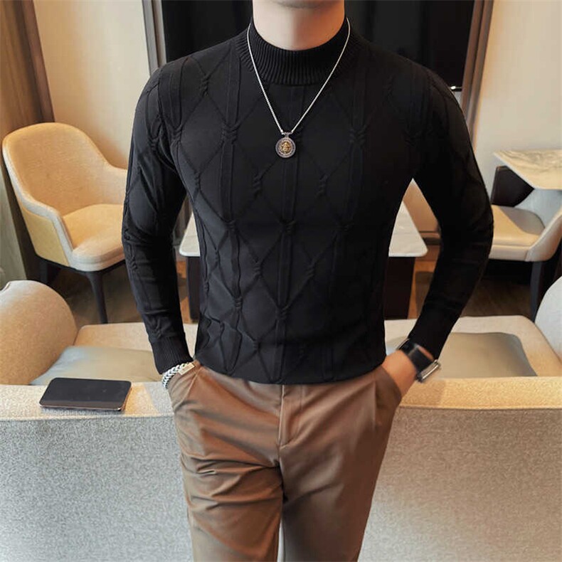 纯色男士半高领25现货抖音秋冬内搭打底衫毛衣ZZS3-P60,男装T恤,星座1602（原101B）