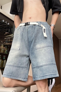 现货S-3XL加大码直筒五分短裤宽松牛仔裤 310A-2 BK401 P36图片