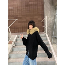 美式复古连帽开衫毛衣男女冬季毛领百搭休闲针织衫慵懒风情侣外套，男装针织衫/毛衣，星座506A