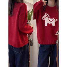 2026年秋季时尚百搭通勤简约休闲提花小马开衫，女装针织衫/毛衣，端硕羊绒