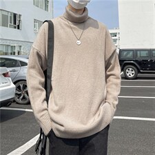 大量现货高领毛衣男秋冬痞帅ins宽松情侣纯色休闲针织衫M182-P30，男装针织衫/毛衣，星座512-4