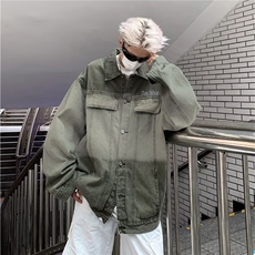 渐变牛仔外套男春秋季高街潮复古宽松水洗衣服工装夹克HH8898P61，男装工装外套，星座1013-5