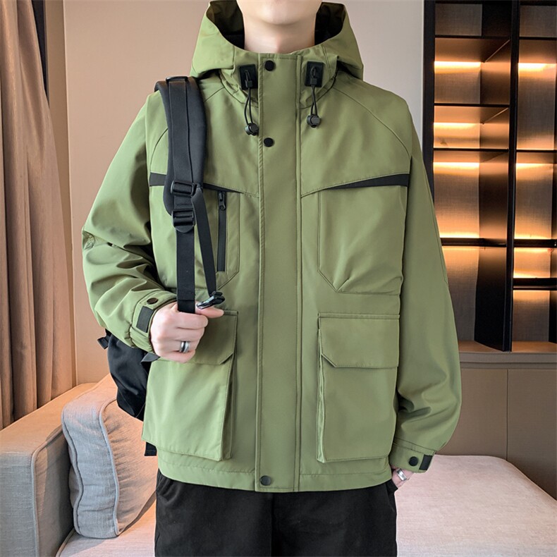 新款夹克男工装连帽纯色上衣冲锋衣外套A157B-J2526-特P85,男装夹克,电商A157B