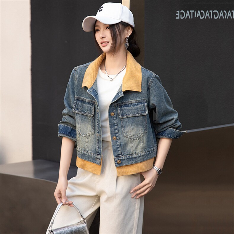 BAO牛仔外套女春秋短款25新款设计感休闲宽松立领夹克小个子上衣,女装牛仔外套,美拉德工厂直营店