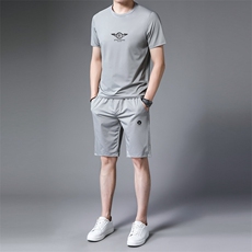 2023夏季新款冰丝薄款短袖套装中年商务休闲宽松免烫男士三件套，男装休闲套装，电商B212（原钱塘6029）