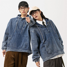 2026春季新款男装日系潮牌宽松连帽牛仔外套休闲夹克JK580-F135，男装工装外套，电商A101（原外27）