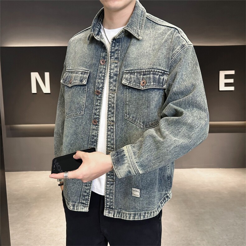 店主风2025春秋季新款牛仔夹克男品质衬衫式外套B317-JK812-P125,男装夹克,电商B317