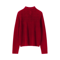 2025年秋季时尚百搭通勤简约休闲女士镂空钩花半高领羊绒衫，女装羊绒衫，臻维羊绒