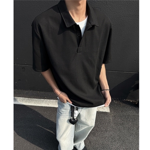 主推 华夫格假两件polo衫翻领宽松短袖T恤上衣男 H1075 特P26图片