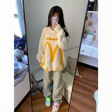 美式复古软糯兔子耳朵马海毛毛衣男女情侣oversize慵懒宽松针织衫，男装针织衫/毛衣，星座506A