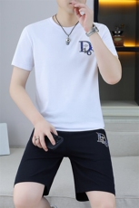 25359-P55夏季休闲T恤短裤男两件套欧货潮牌修身圆领短袖T恤套装，男装休闲套装，电商D310B-1