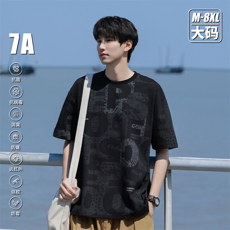 7A抗菌夏季大码潮流时尚动漫印花男士短袖图片