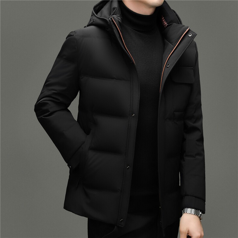 2025新款冬季男可脱卸帽短款90%白鸭绒羽绒服大衣加厚羽绒服外套,男装羽绒服,钱塘723