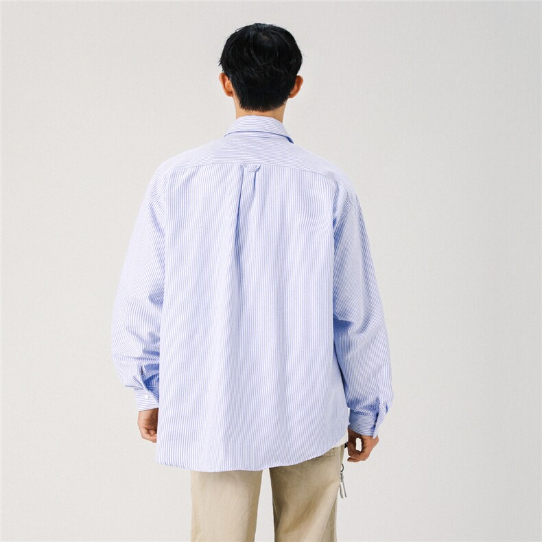 春上新牙刷绣条纹衬衣XZ609-WT2378-特P45-88,男装衬衫,星座609