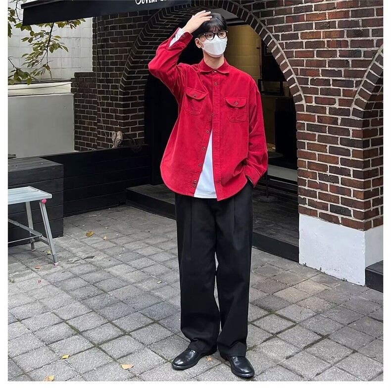 K392-P42春秋新款长袖宽松牛仔衬衫男秋季衬衣外套洋气外穿显瘦,男装衬衫,电商B323A