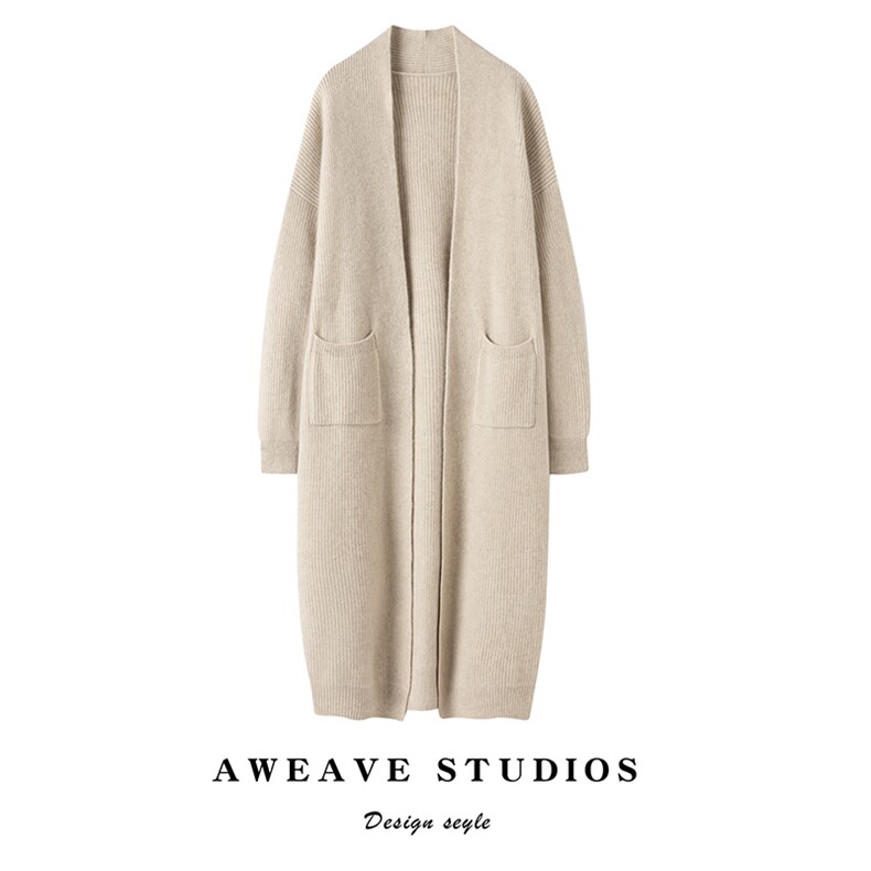 2025春秋新款羊绒衫女100纯山羊绒宽松开衫韩版慵懒针织开衫外套，女装羊绒衫，咔绒特