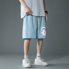 HD74233-P22华夫格短裤男大码宽松五分裤男直筒中裤，男装休闲裤，电商A040