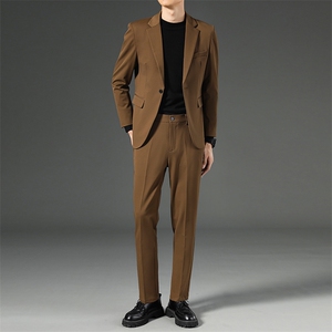 西装套装男坠感秋季修身西裤男士休闲裤子韩版潮流西服外套三件套,男装西服套装,星座505-2（原电商A260-1)