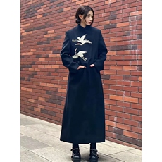 原宿时尚文艺垫肩毛呢长款风衣刺绣简约百搭潮流日系新款慵懒流行，男装风衣，星座506A
