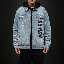 jk821-p85M-5XL黑墙ins牛仔夹克绣花破洞大码男日系CITYBOY，男装夹克，星座103A